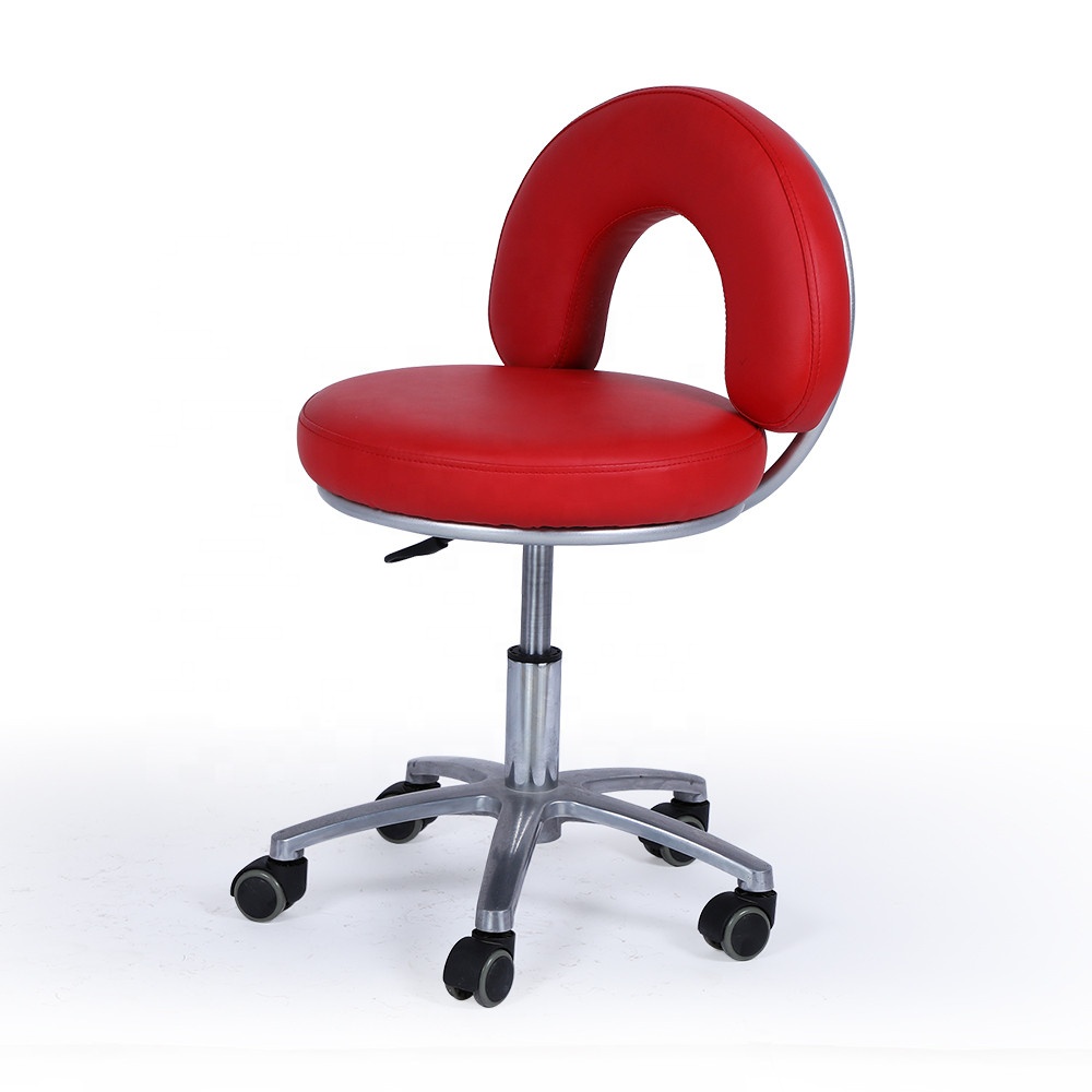 PU-Leder-Rollhocker mit mittlerer Rückenlehne, höhenverstellbarer Bürocomputer, medizinisches Zuhause, Drehstuhl mit Rädern