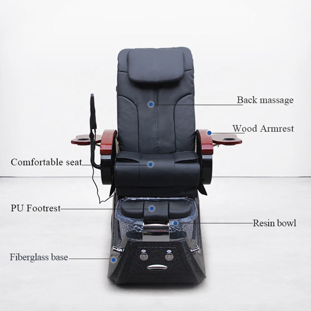 Schwarzer rohrloser Whirlpool-Elektro-Fußbad-Massage-Pediküre-Stuhl