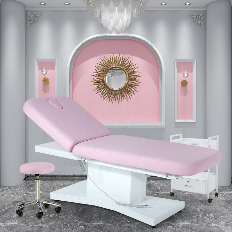Luxus Beauty Spa Salon Möbel Ganzkörperbehandlung Kosmetik Wimpern 3 Elektromotor Verlängerung Rosa Gesichtstisch Massagebett