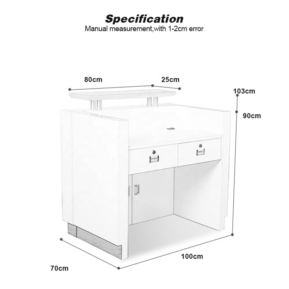 Kangmei Günstige Custom Modern Luxury Holz Nail Beauty Spa Salon Weiß Kleine Front Rezeption mit Display