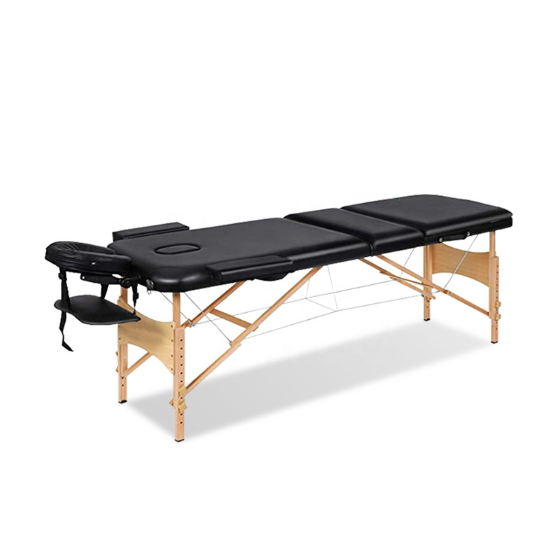 Therapie-Spa-Behandlungssalon Verstellbarer 3-fach klappbarer Massivholz-Schönheits-Leichtbau-Tätowierungs-Gesichtscouch-Tisch Tragbares Massagebett