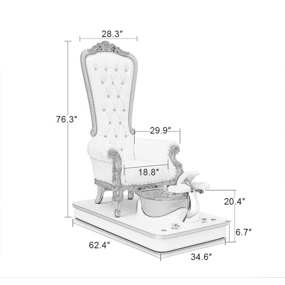 Europäischer königlicher barocker Schönheits-Nagelsalon-moderner Luxus-Fuß-Badekurort mit hoher Rückenlehne, getuftetes Sofa, Queen-Thron-Pediküre-Stuhl