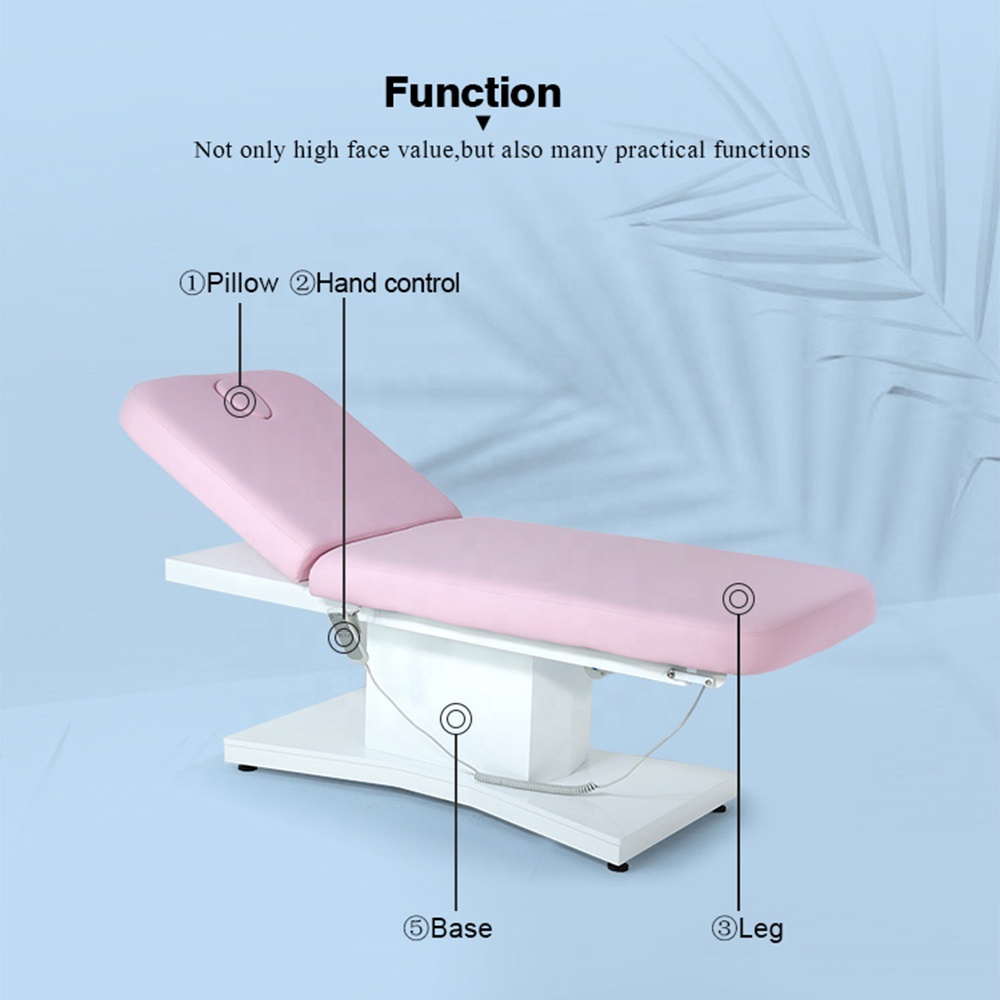 Luxus Beauty Spa Salon Möbel Ganzkörperbehandlung Kosmetik Wimpern 3 Elektromotor Verlängerung Rosa Gesichtstisch Massagebett